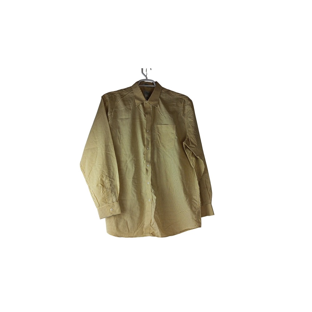 LL Bean Mens XL Regular Wrinkle Free Tattersall Check Button Down Shirt Yellow